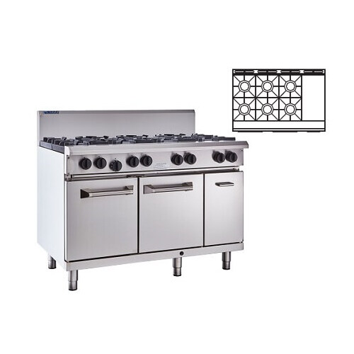 Luus RS-6B3P - 6 Open Burners + 300mm Griddle with Oven