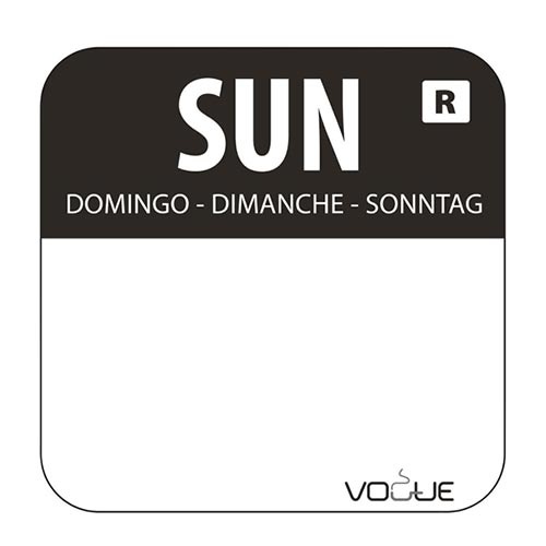 Day of the Week Label Sunday Roll (1000 Labels)