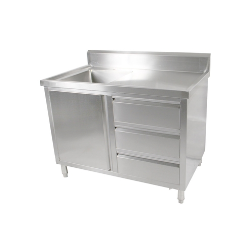 Modular Systems SC-6-1200L-H Single Sink Cabinet with Drawers and Doors Sink on Left 1200 x 600 x 900+150mm