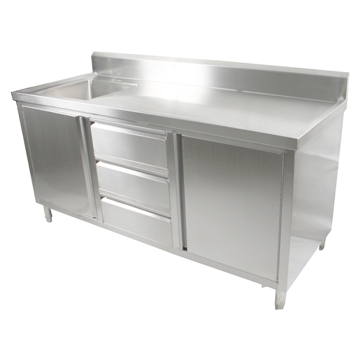 Modular Systems SC-6-2100L-H Single Sink Cabinet with Drawers and Doors Sink on Left 2100 x 600 x 900+150mm