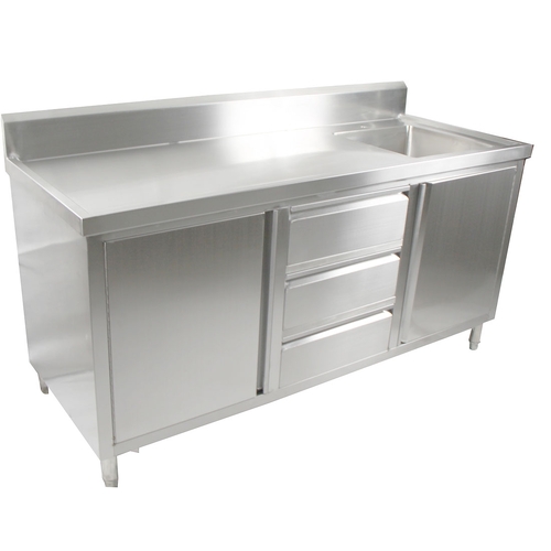 Modular Systems SC-6-2100R-H Single Sink Cabinet with Drawers and Doors Sink on Right 2100 x 600 x 900+150mm