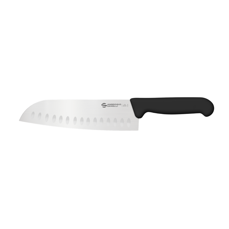 Ambrogio Sanelli Supra Granton Santoku Knife - 200mm Black