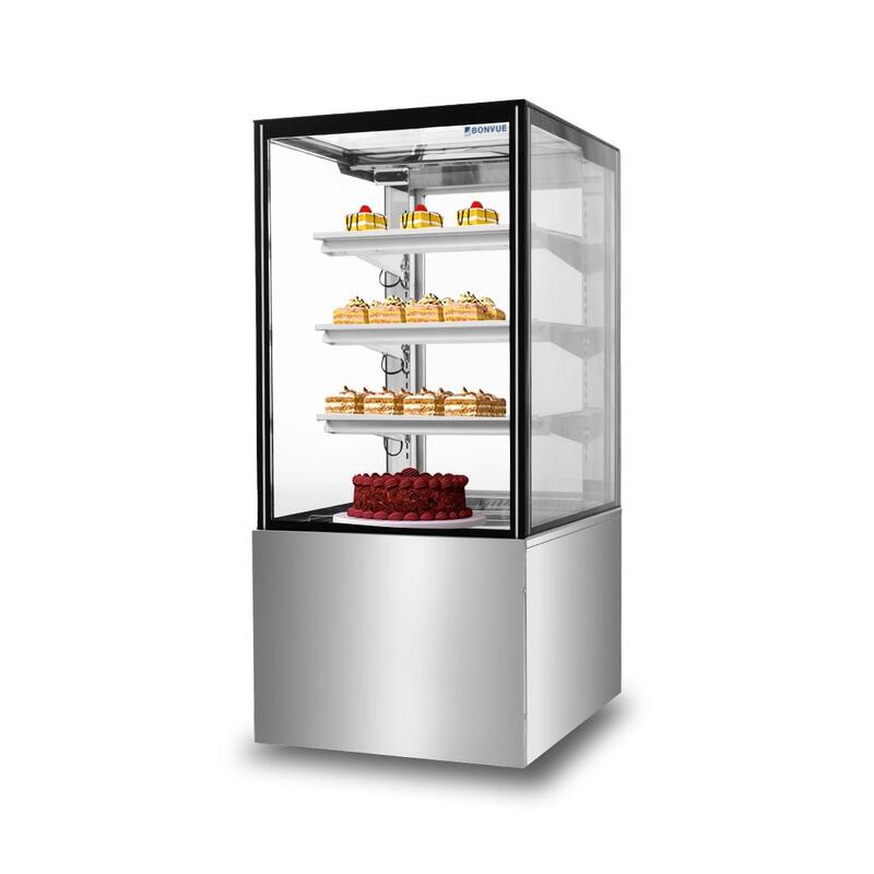 Bonvue SF820V - Chilled Square Glass Cake Display 4 Tier - 600mm