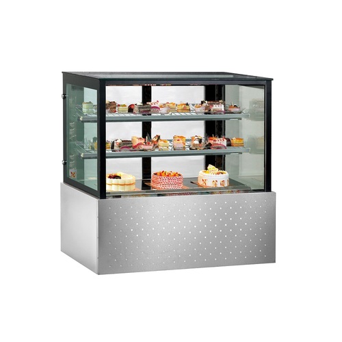 Bonvue SG090FA-2XB - Chilled Square Glass Cake Display 3 Tier - 900mm 