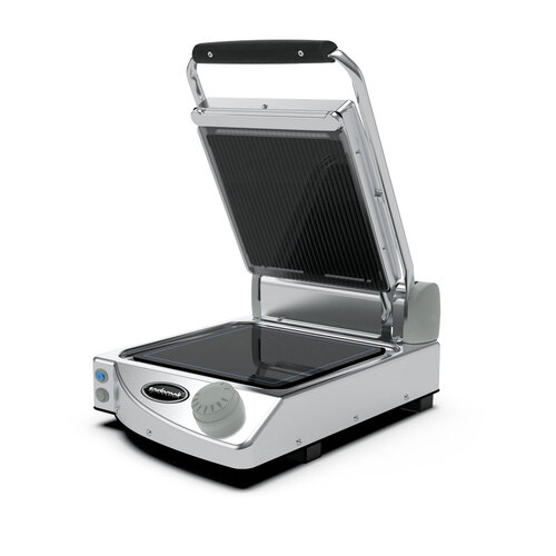 Spidoglass SPE-SP010PR SpidoCook Glass Ceramic Contact Grill - Ribbed Top - 10 Amp