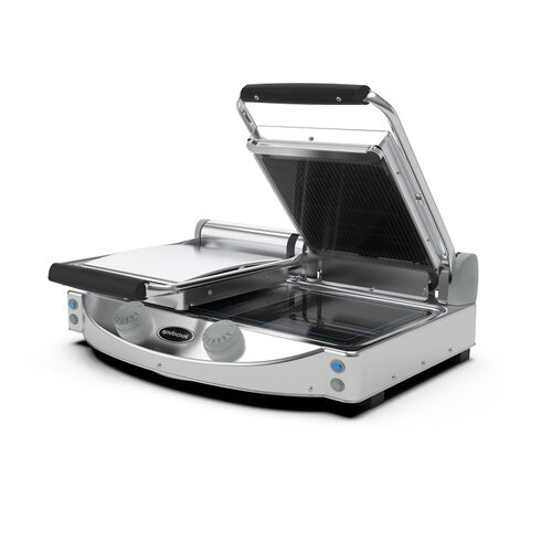 Spidoglass SPE-SP020PR SpidoCook Glass Double Ceramic Contact Grill - Ribbed Top - 15 Amp