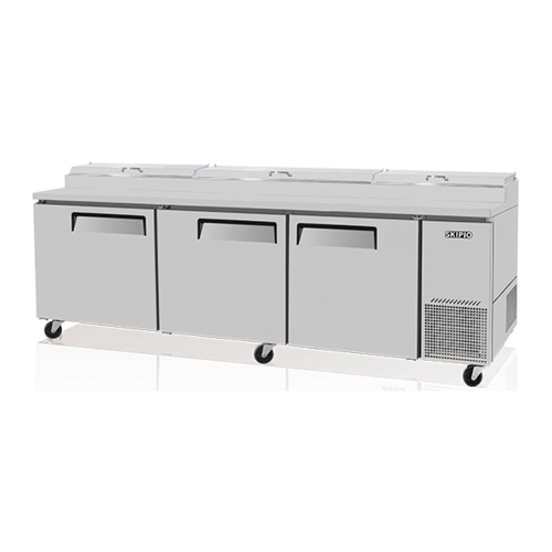 Skipio SPR-93SD Pizza Prep Table - 3 Doors With Air Over Pans
