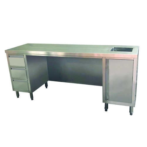 Modular Systems SS6-2100R-H S-S Utility Bench with Sink on Right 2100 x 600 x 900mm