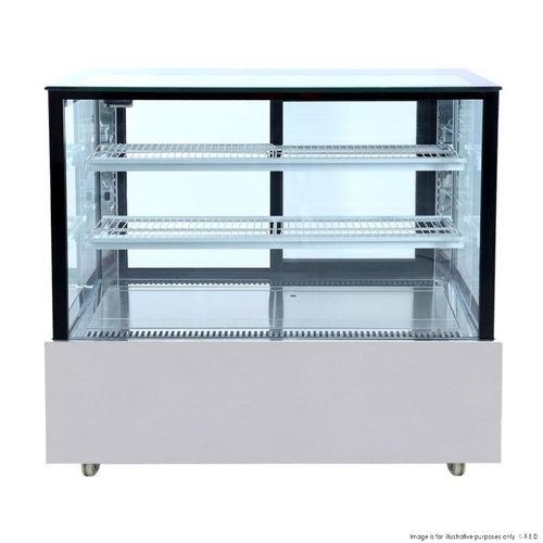 Bonvue SSU120-2XB - Black Trim Square Glass Cake Display 1200mm wide