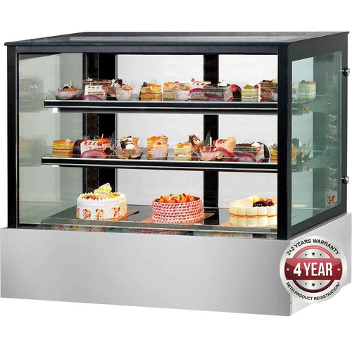 Bonvue SSU150-2XB - Black Trim Square Glass Cake Display 1500mm wide