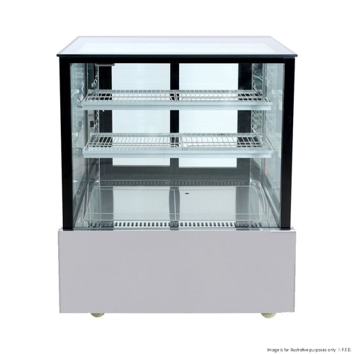 Bonvue SSU90-2XB - Black Trim Square Glass Cake Display 900mm wide