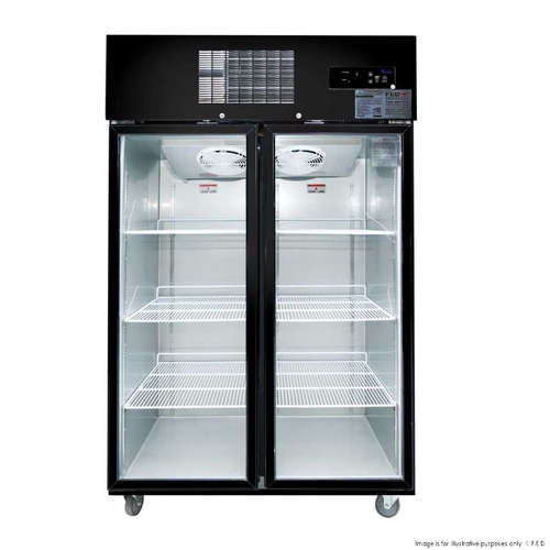 Thermaster SUFG1000B - Double Glass Door Black Stainless Steel Upright Freezer