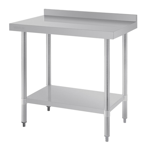Vogue Stainless Steel Prep Table with Splashback 900x600x900mm