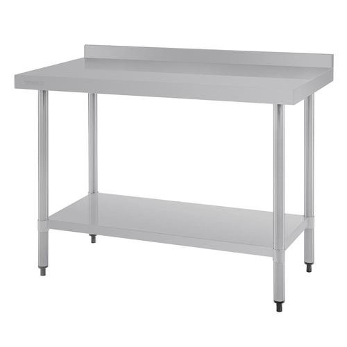 Vogue Stainless Steel Prep Table with Splashback - 1200 x 600 x 900mm