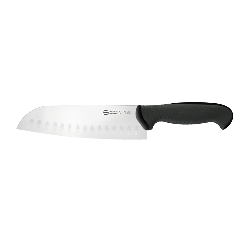 Ambrogio Sanelli Tecna Granton Santoku Knife - 180mm Black