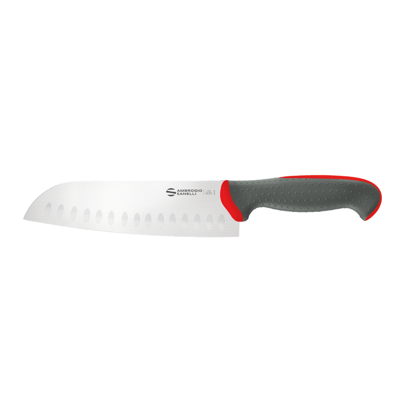 Ambrogio Sanelli Tecna Granton Santoku Knife - 200mm Red