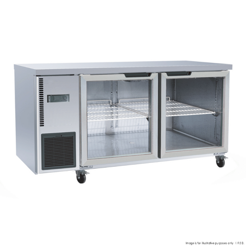 Thermaster TL1500TNG - Double Glass Door Bench Fridge 1500 x 700 x 850mm 