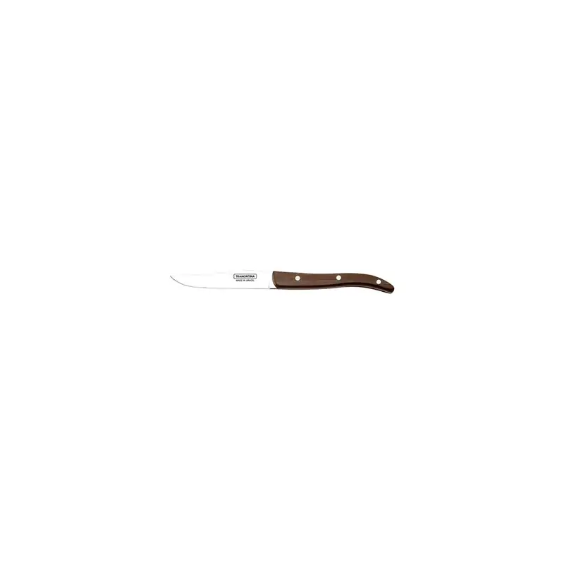 Tramontina Churrasco Steak Knife Smooth Edge Narrow Blade Polywood Brown Handle 102mm (Box of 12)
