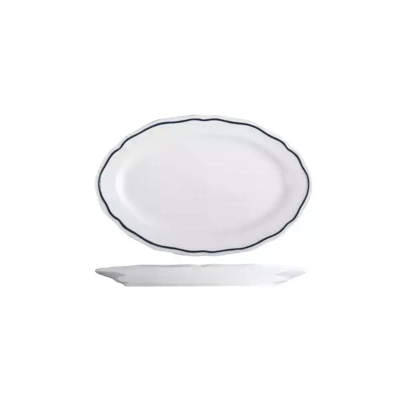 Tuxton Charleston Blue Band Oval Plate 230mm (Box of 24)