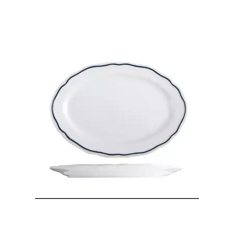Tuxton Charleston Blue Band Oval Plate 270mm (Box of 12)