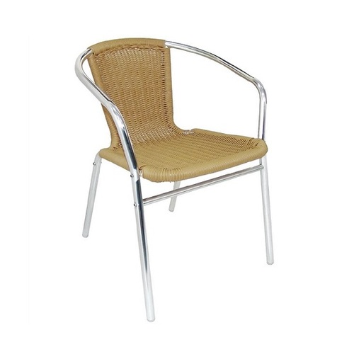 Bolero Aluminium & Natural Wicker Chair (Pack of 4)