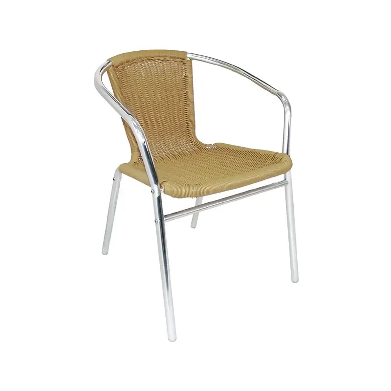 Bolero Aluminium & Natural Wicker Chair (Pack of 4)
