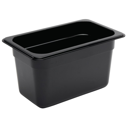 Vogue Black Polycarbonate 1/4 Gastronorm Tray 150mm