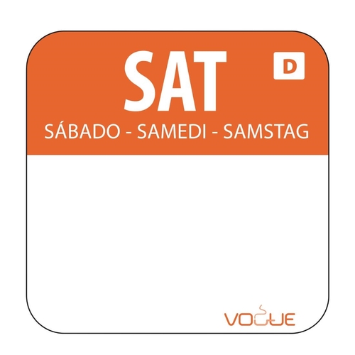 Vogue Dissolvable Food Rotation Label Saturday (Roll of 1000)