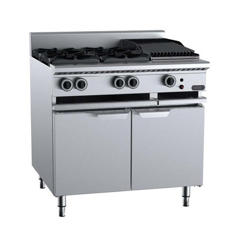 B+S Verro VBT-SB4-CBR3 Gas Combination Four Open Burners & 300mm Char Broiler
