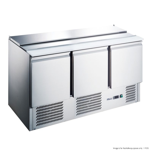 FED-X XGNS1300S - Three Door Salad Preparation Top Fridge 4 x 1/1 Pans