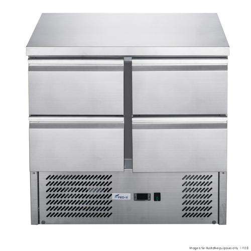 FED-X XGNS900-4D - 4 Drawers S-S Benchtop Fridge 900mm