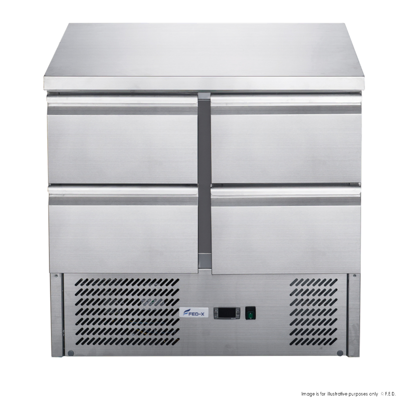 FED-X XGNS900-4D - 4 Drawers S-S Benchtop Fridge - 240L