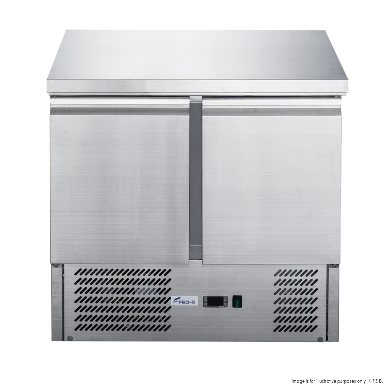 FED-X XGNS900B - Two Door S-S Benchtop Fridge - 240L