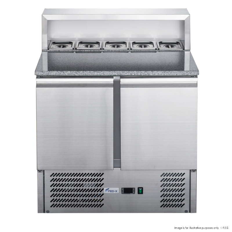 FED-X XGNS900E - Two Door S-S Cover And Marble Top Fridge - 240L