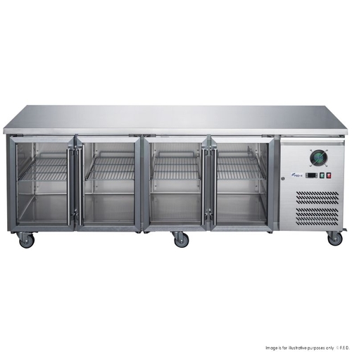 FED-X XUB7C22G4V - Four Glass Door Bench Fridge 2230mm