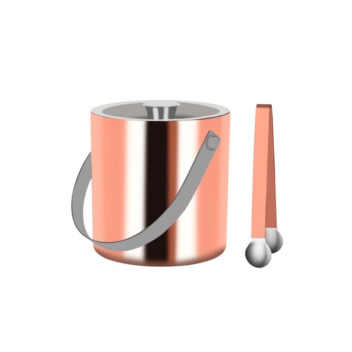 Zanzi Double Wall Ice Bucket with Tong - Rose Gold