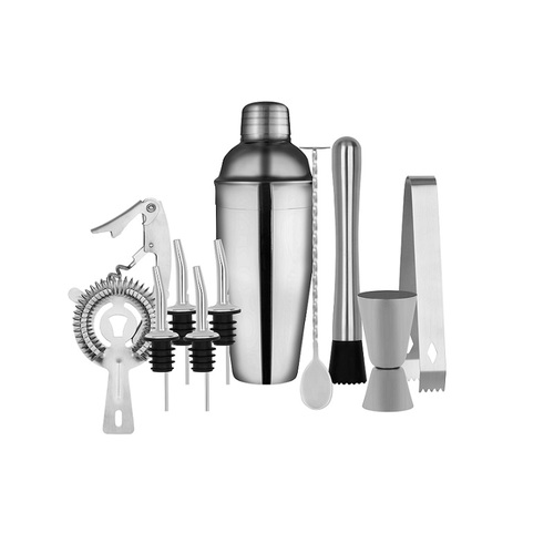 Zanzi Cocktail Set - Stainless Steel in Bartender Bag - 11 Pieces
